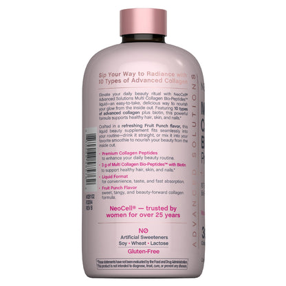 NeoCell Liquid Multi Collagen Peptides | 16 fl oz | with Biotin | Advanced Nourishing Formula | 10 Types of Bio-Peptides - dailyvitalstore