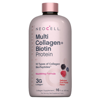 NeoCell Liquid Multi Collagen Peptides | 16 fl oz | with Biotin | Advanced Nourishing Formula | 10 Types of Bio-Peptides - dailyvitalstore