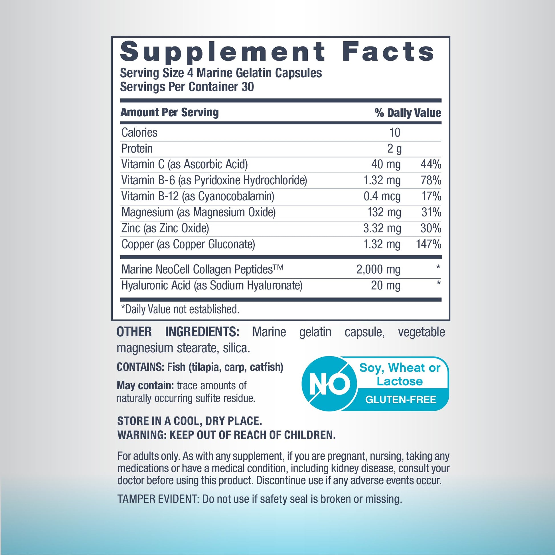 NeoCell Marine Collagen Peptides Capsules | 120 Pills | with Hyaluronic Acid | Plus Vitamin C | for Women and Men - dailyvitalstore