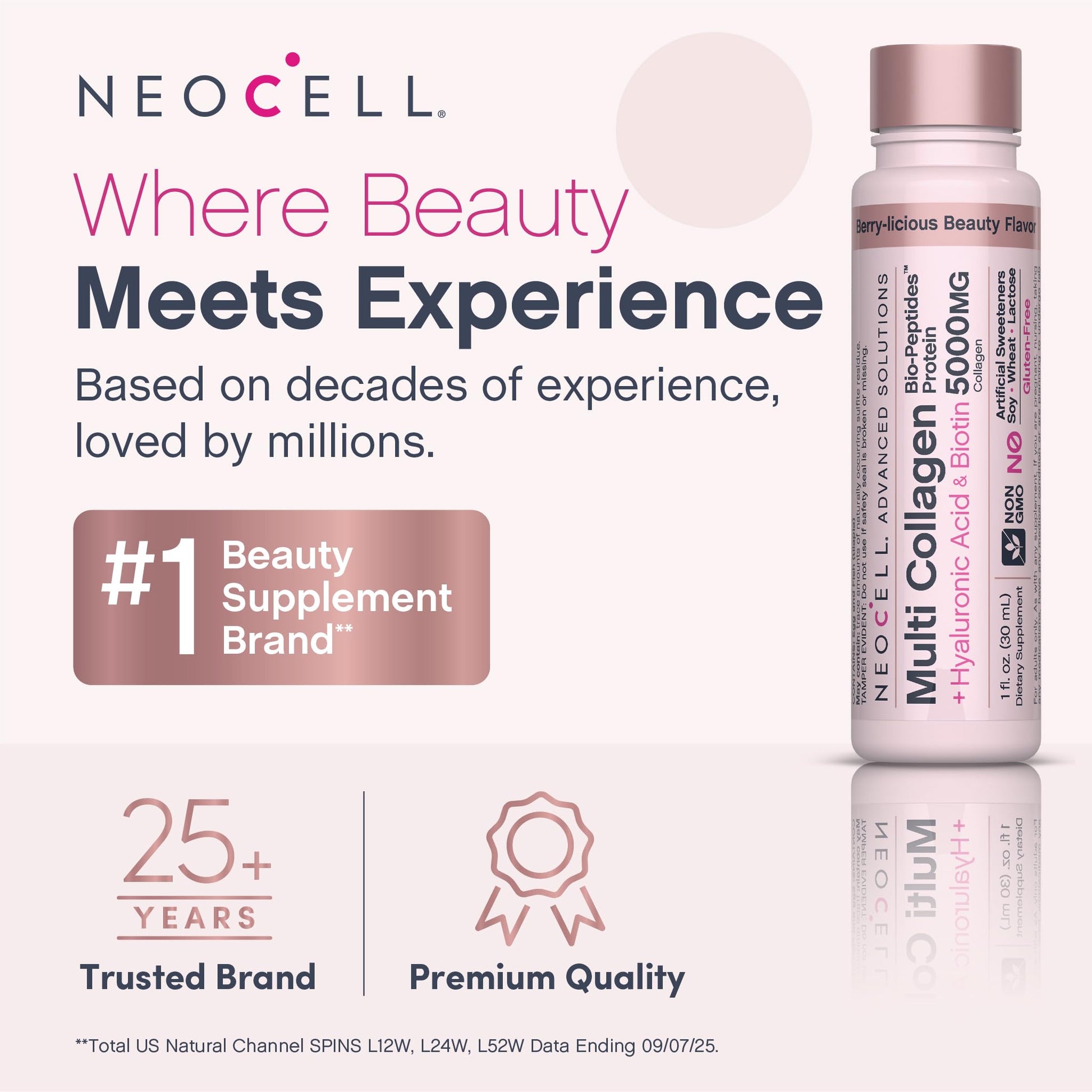 NeoCell Multi Collagen Peptides Liquid | 6 Vials | with Hyaluronic Acid and Biotin | Advanced Formula | Complex Beauty Supplement | Hair, Skin, and Nails - dailyvitalstore