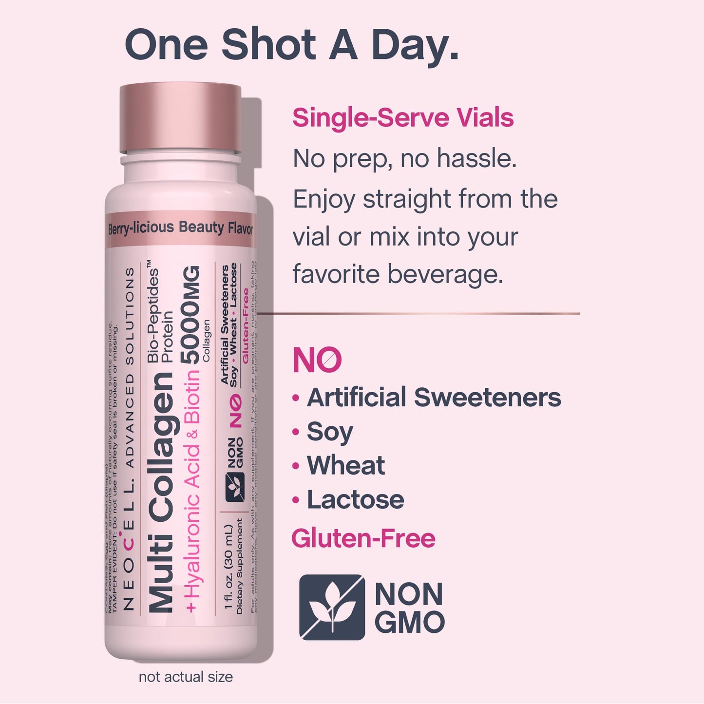 NeoCell Multi Collagen Peptides Liquid | 6 Vials | with Hyaluronic Acid and Biotin | Advanced Formula | Complex Beauty Supplement | Hair, Skin, and Nails - dailyvitalstore