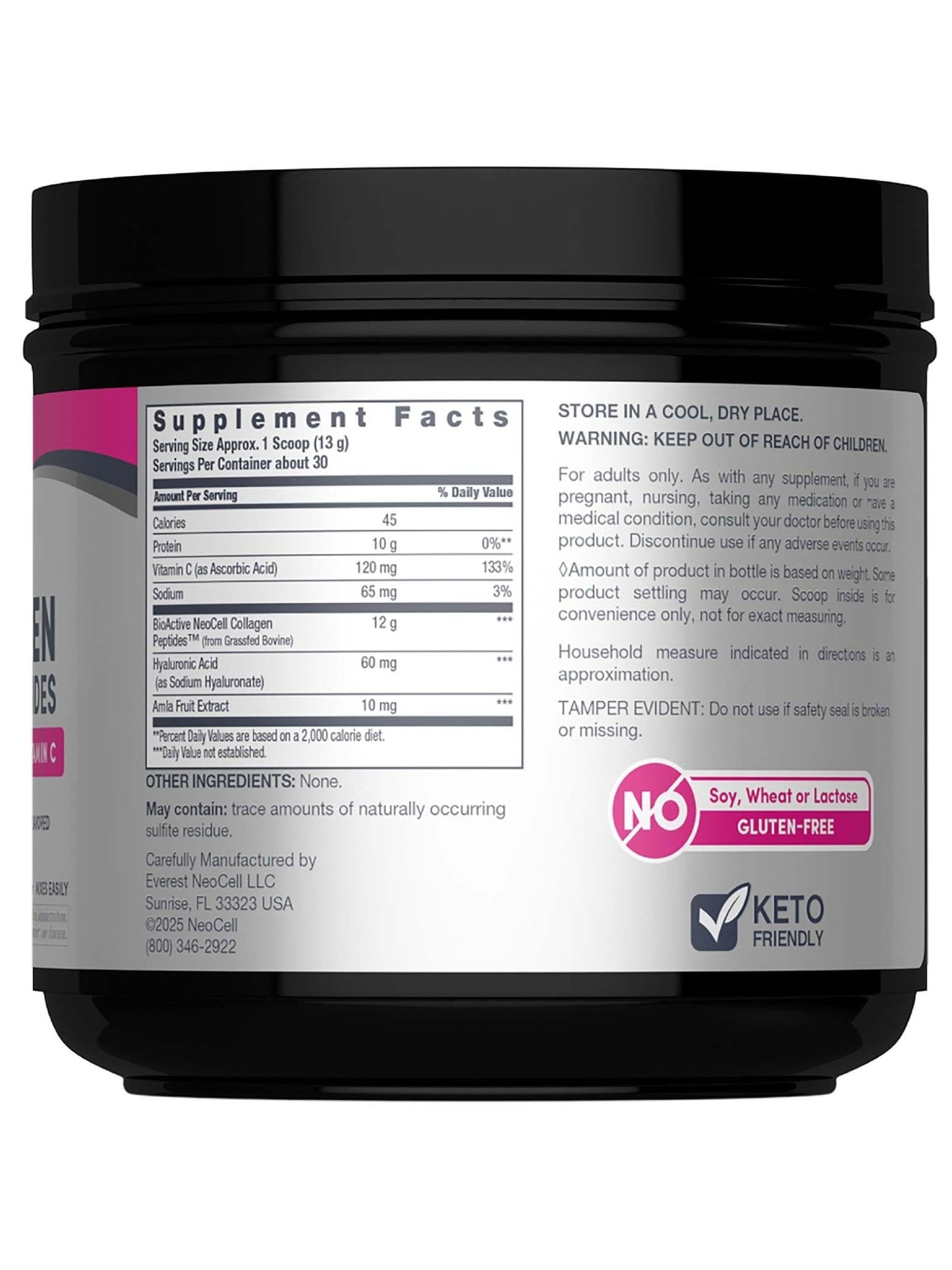 NeoCell Super Collagen Peptides | 13.7 oz | Grassfed Bovine | With Hyaluronic Acid and Vitamin C | Non-GMO, Gluten & Soy Free Supplement - dailyvitalstore