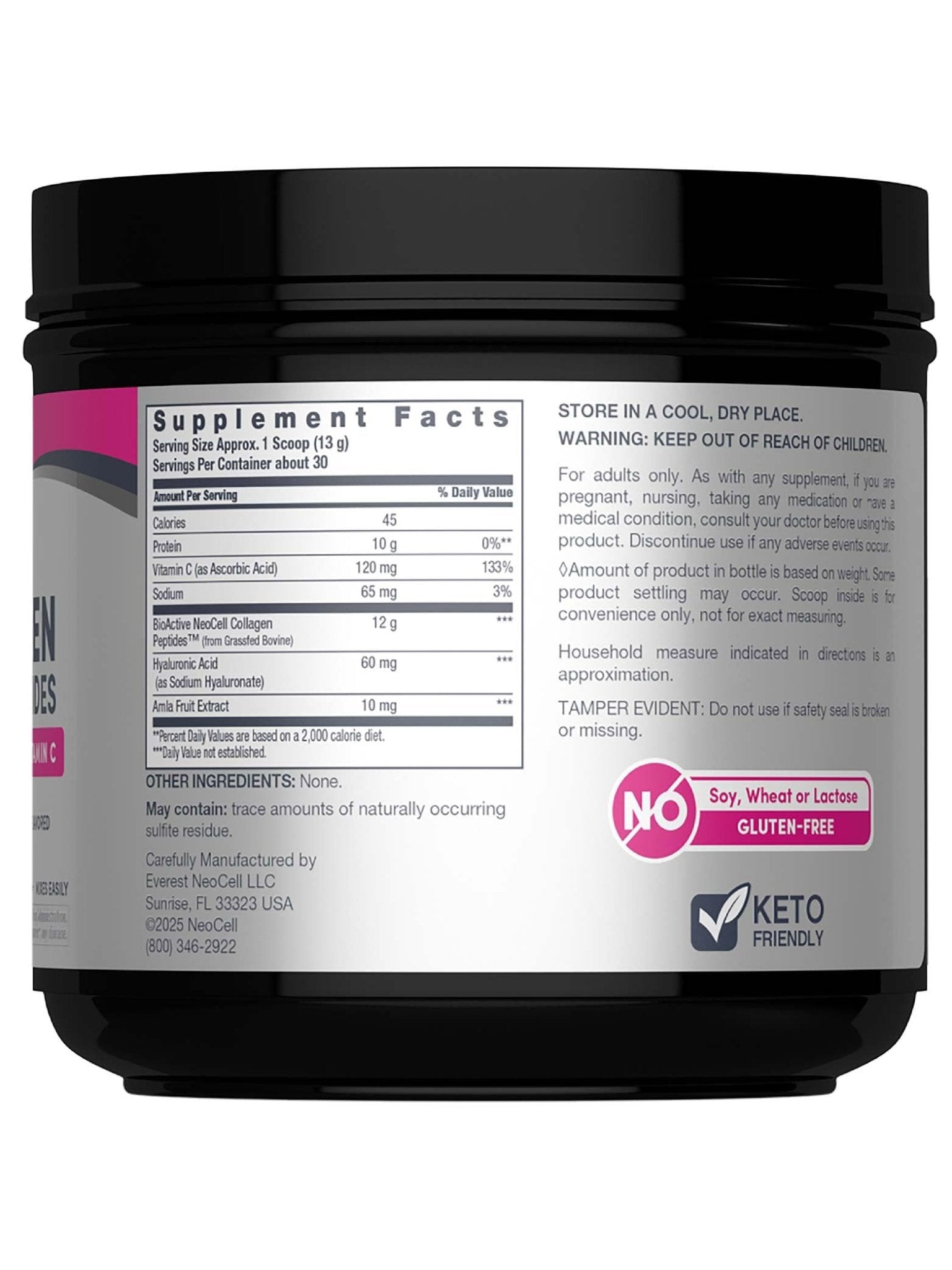 NeoCell Super Collagen Peptides | 13.7 oz | Grassfed Bovine | With Hyaluronic Acid and Vitamin C | Non-GMO, Gluten & Soy Free Supplement - dailyvitalstore
