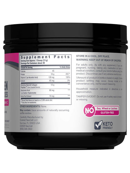 NeoCell Super Collagen Peptides | 13.7 oz | Grassfed Bovine | With Hyaluronic Acid and Vitamin C | Non-GMO, Gluten & Soy Free Supplement - dailyvitalstore