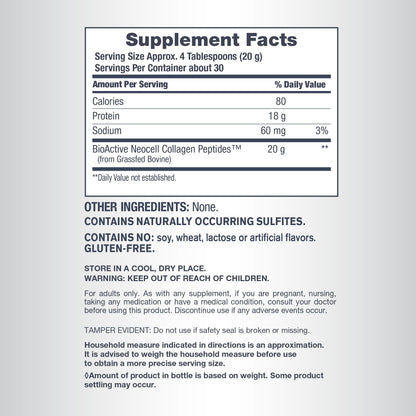 NeoCell Super Collagen Peptides Powder | 30 Servings | Unflavored | Types I & III | Grass Fed Bovine Supplement | Hair, Skin, & Nails | for Women and Men - dailyvitalstore