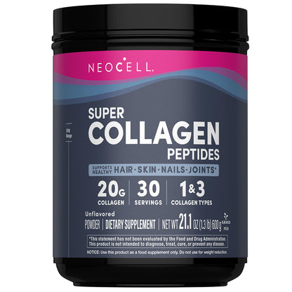 NeoCell Super Collagen Peptides Powder | 30 Servings | Unflavored | Types I & III | Grass Fed Bovine Supplement | Hair, Skin, & Nails | for Women and Men - dailyvitalstore
