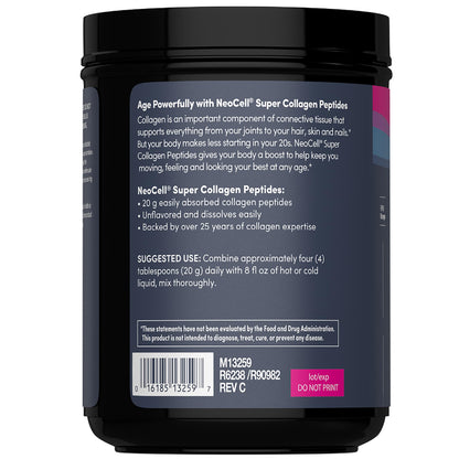 NeoCell Super Collagen Peptides Powder | 30 Servings | Unflavored | Types I & III | Grass Fed Bovine Supplement | Hair, Skin, & Nails | for Women and Men - dailyvitalstore