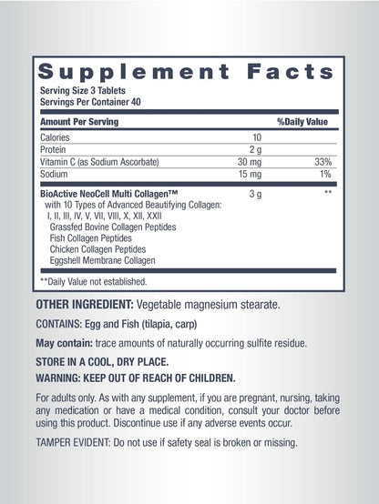 NeoCell Super Multi Collagen Peptides | 120 Tablets | 10 Types of Collagen | Skin, Hair and Nails | Beauty Supplement | For Men and Women - dailyvitalstore