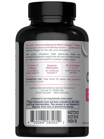 NeoCell Super Multi Collagen Peptides | 120 Tablets | 10 Types of Collagen | Skin, Hair and Nails | Beauty Supplement | For Men and Women - dailyvitalstore