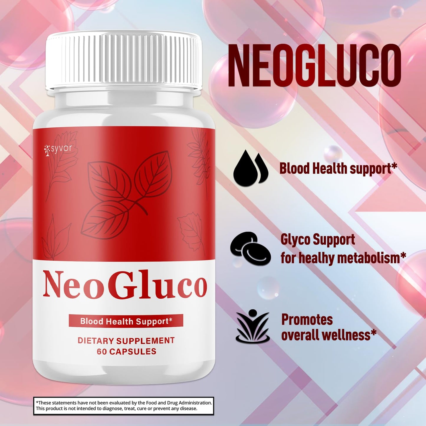 NeoGluco Capsules, Official NeoGluco Glycogen Support Pills with All Natural Ingredients, Advanced Formula Health Supplement with Maximum Strength Premium Vitamins for Women & Men (60 Capsules) - dailyvitalstore