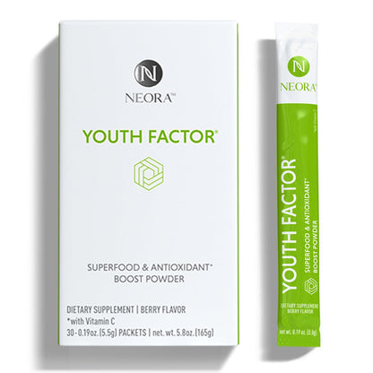 NEORA Youth Factor - Superfood Boost Powder - pH Balance, Hair Skin Nails Support, Fruits & Veggies Equivalent, Nutrient Absorption - 30 Packets - dailyvitalstore
