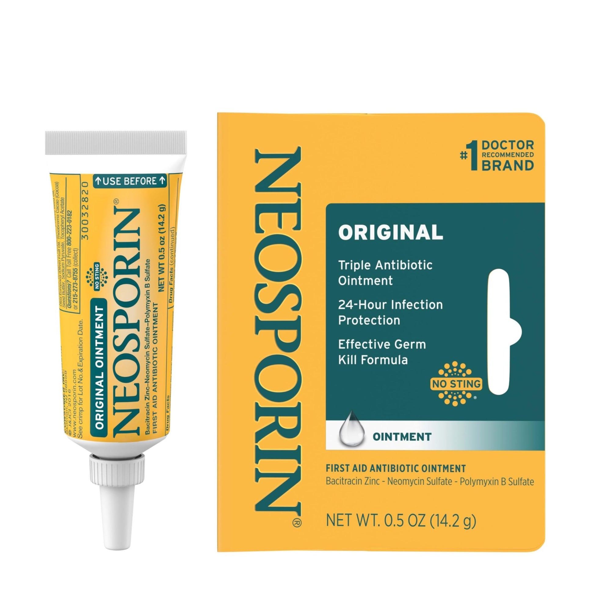 Neosporin Original First Aid Triple Antibiotic Ointment with Bacitracin Zinc for Infection Protection, Wound Care Treatment & Helps Minimize The Appearance of Scars for Minor Wounds, .5 oz - dailyvitalstore