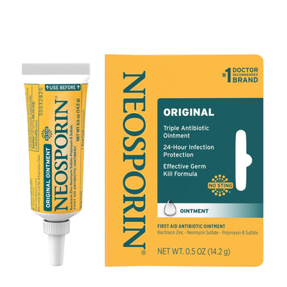 Neosporin Original First Aid Triple Antibiotic Ointment with Bacitracin Zinc for Infection Protection, Wound Care Treatment & Helps Minimize The Appearance of Scars for Minor Wounds, .5 oz - dailyvitalstore
