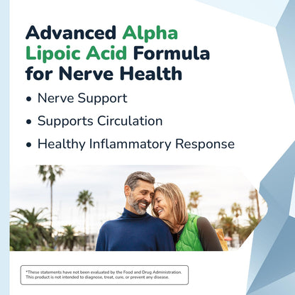 Nervala - Alpha Lipoic Acid 600mg - ALA Supplement Antioxidant for Nerve, Energy & Circulation Support- Extra Strength with Benfotiamine - Made in USA, Lab Tested - 30 Capsules, 1 Month Supply - dailyvitalstore