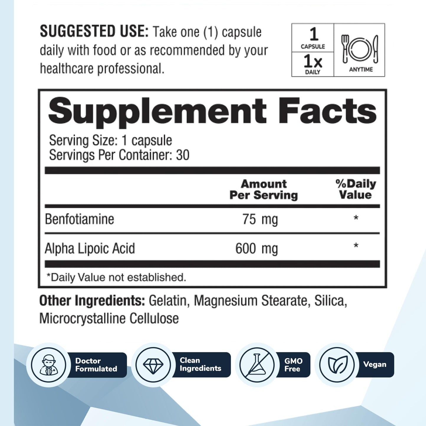 Nervala - Alpha Lipoic Acid 600mg - ALA Supplement Antioxidant for Nerve, Energy & Circulation Support- Extra Strength with Benfotiamine - Made in USA, Lab Tested - 30 Capsules, 1 Month Supply - dailyvitalstore