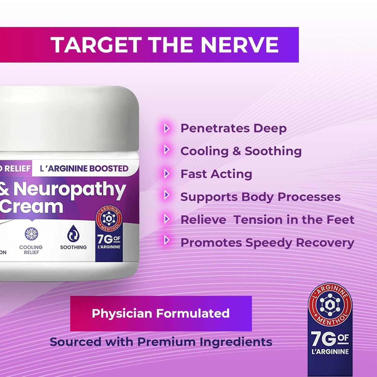 Nerve and Neuropathy Cream – Plant Powered Relief for Foot, Hands, Legs, Toes Includes 7grams of L’Arginine; Vitamin B6, Arnica, Aloe -2.82oz - dailyvitalstore
