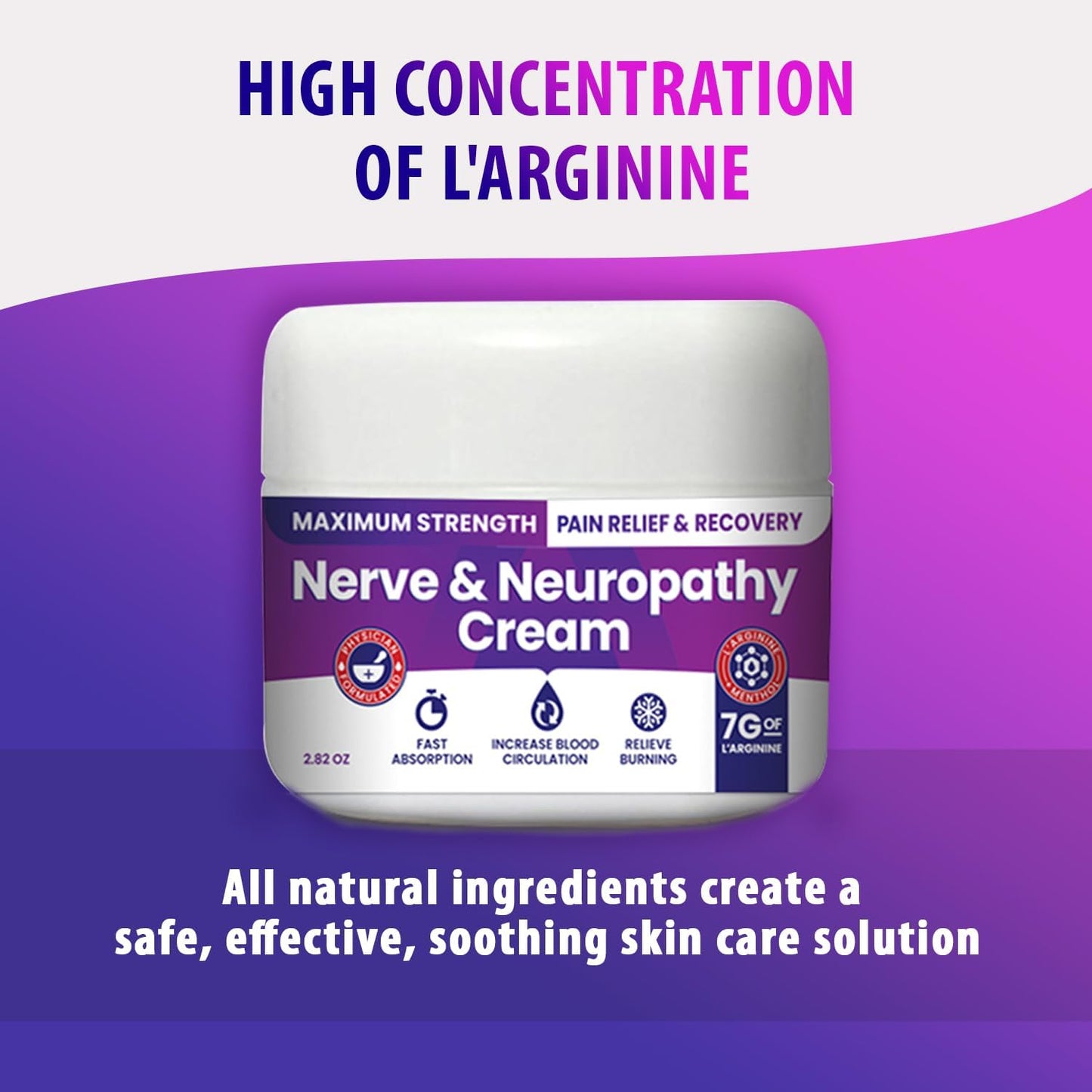 Nerve and Neuropathy Cream – Plant Powered Relief for Foot, Hands, Legs, Toes Includes 7grams of L’Arginine; Vitamin B6, Arnica, Aloe -2.82oz - dailyvitalstore