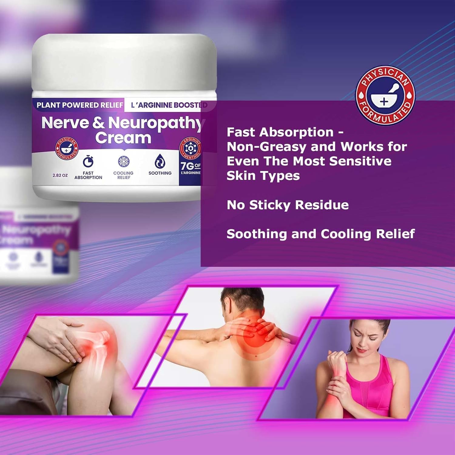 Nerve and Neuropathy Cream – Plant Powered Relief for Foot, Hands, Legs, Toes Includes 7grams of L’Arginine; Vitamin B6, Arnica, Aloe -2.82oz - dailyvitalstore