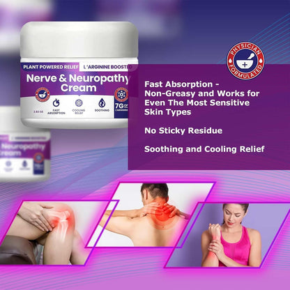 Nerve and Neuropathy Cream – Plant Powered Relief for Foot, Hands, Legs, Toes Includes 7grams of L’Arginine; Vitamin B6, Arnica, Aloe -2.82oz - dailyvitalstore