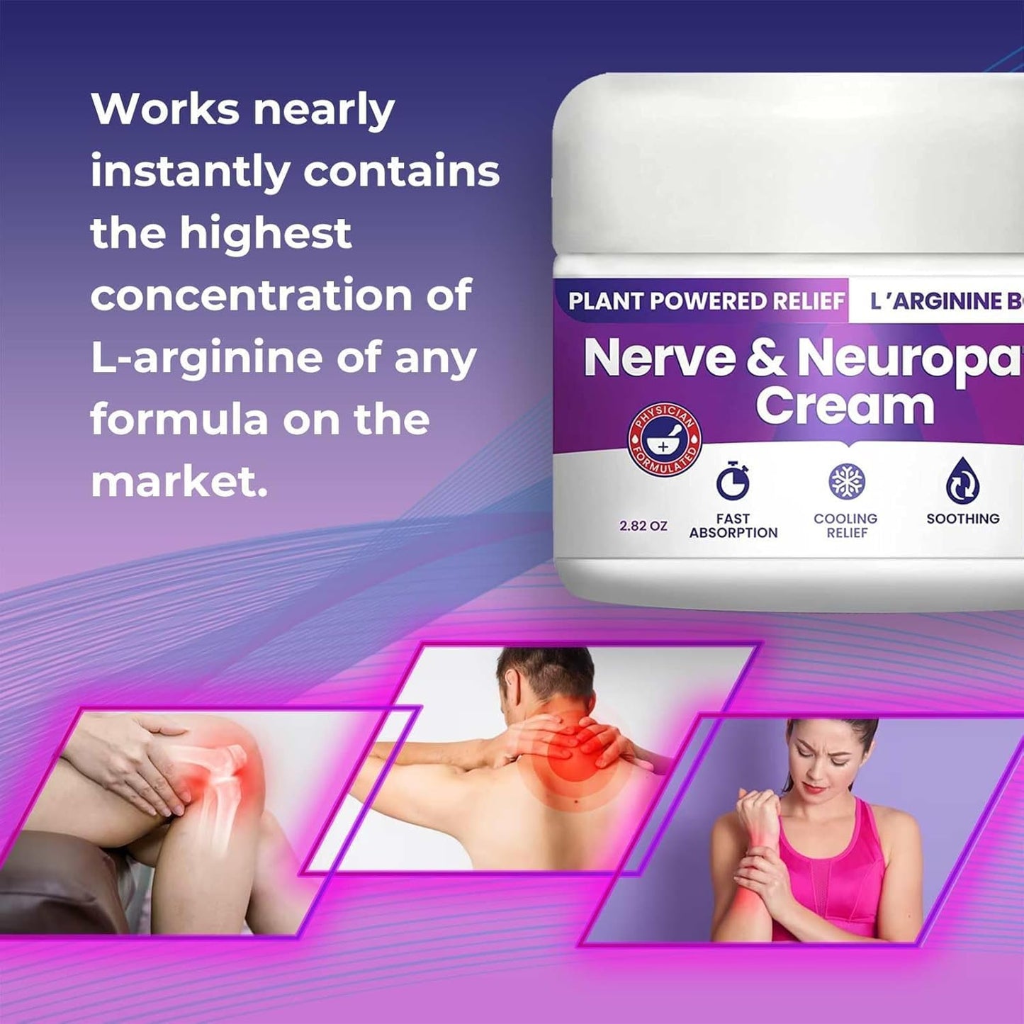 Nerve and Neuropathy Cream – Plant Powered Relief for Foot, Hands, Legs, Toes Includes 7grams of L’Arginine; Vitamin B6, Arnica, Aloe -2.82oz - dailyvitalstore