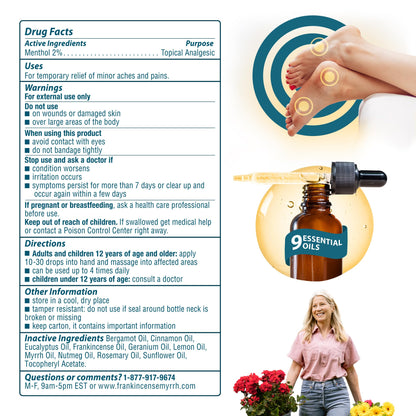 Nerve Pain Relief, Neuropathy Relief for Hands & Feet, Frankincense & Myrrh Rubbing Oil with Menthol and Frankincense Essential Oils, 2 Fl. Oz. Maximum Strength for Foot Pain - dailyvitalstore