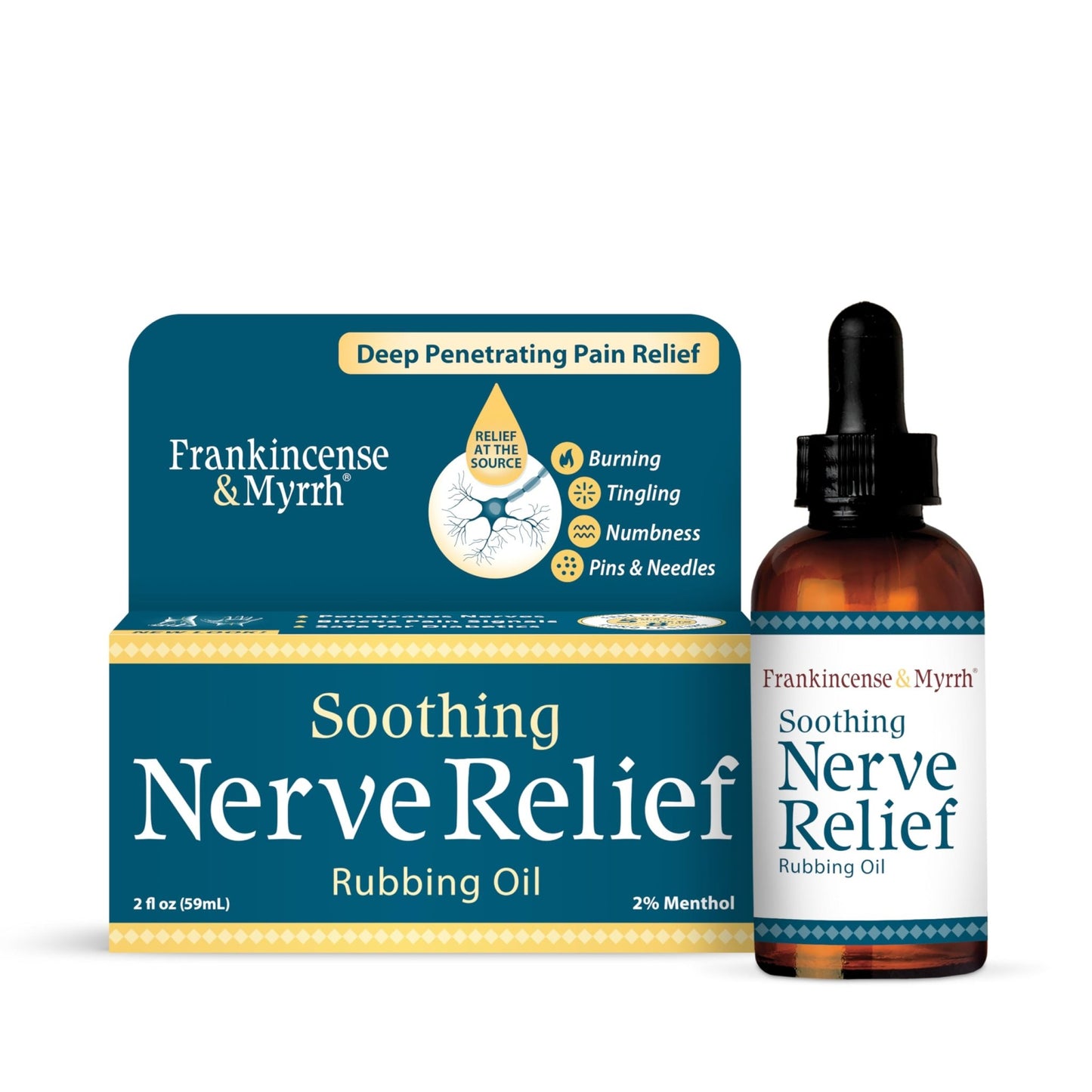 Nerve Pain Relief, Neuropathy Relief for Hands & Feet, Frankincense & Myrrh Rubbing Oil with Menthol and Frankincense Essential Oils, 2 Fl. Oz. Maximum Strength for Foot Pain - dailyvitalstore