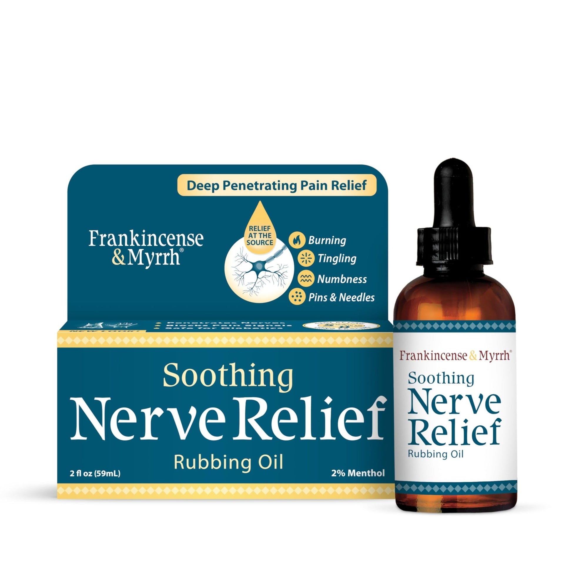 Nerve Pain Relief, Neuropathy Relief for Hands & Feet, Frankincense & Myrrh Rubbing Oil with Menthol and Frankincense Essential Oils, 2 Fl. Oz. Maximum Strength for Foot Pain - dailyvitalstore