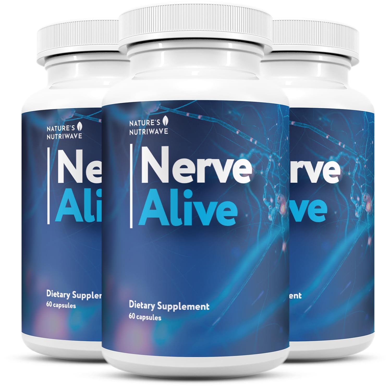 NerveAlive – Natural Daily Wellness Supplement w/ Passionflower, Marshmallow Root & Prickly Pear Extract – 100% Natural Ingredients, Non-GMO, GMP Certified, Made in USA – 60 Capsules, 3 Month Supply - dailyvitalstore