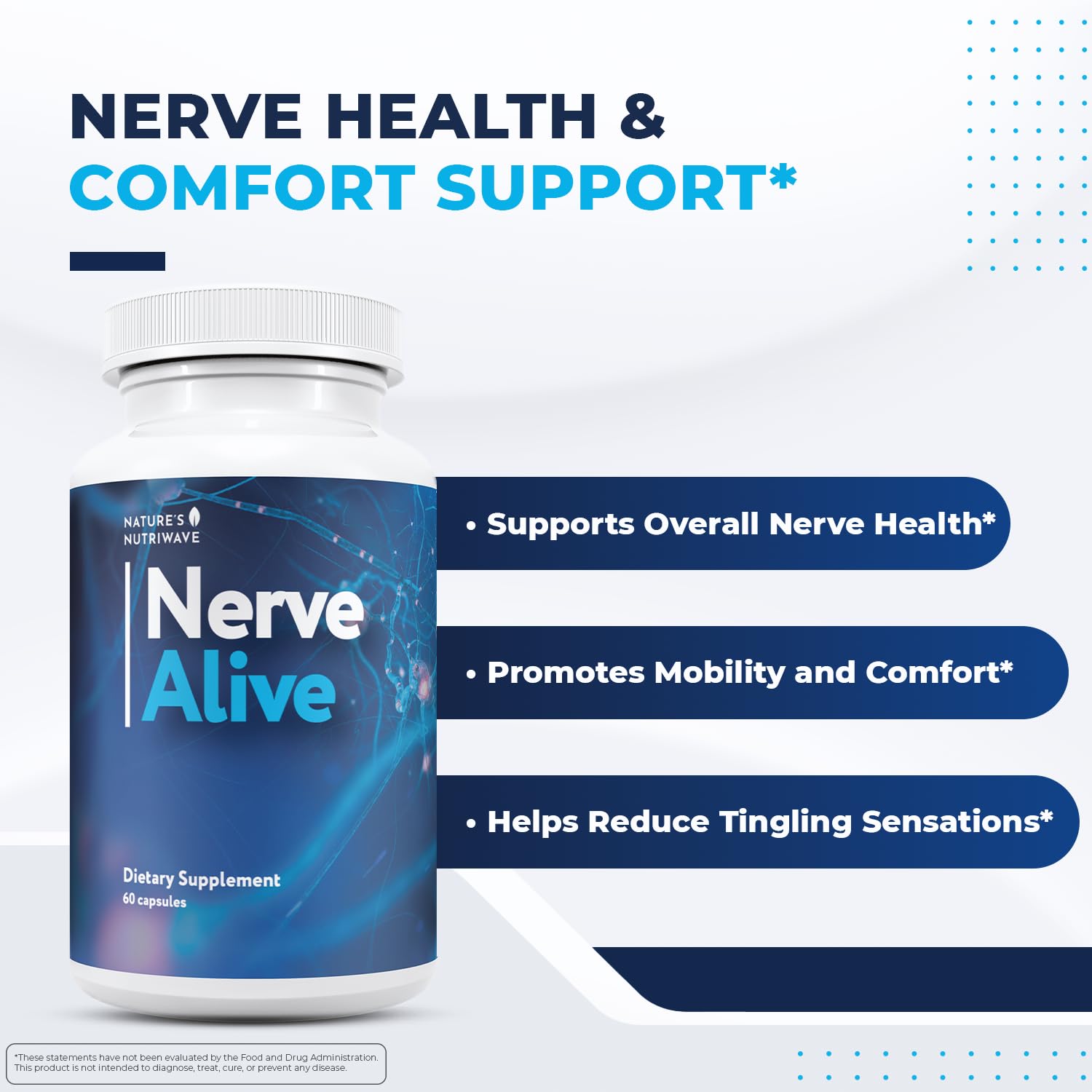 NerveAlive – Natural Daily Wellness Supplement w/ Passionflower, Marshmallow Root & Prickly Pear Extract – 100% Natural Ingredients, Non-GMO, GMP Certified, Made in USA – 60 Capsules, 3 Month Supply - dailyvitalstore