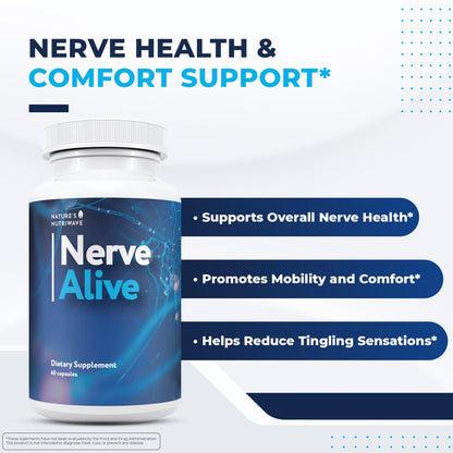 NerveAlive – Natural Daily Wellness Supplement w/ Passionflower, Marshmallow Root & Prickly Pear Extract – 100% Natural Ingredients, Non-GMO, GMP Certified, Made in USA – 60 Capsules, 3 Month Supply - dailyvitalstore