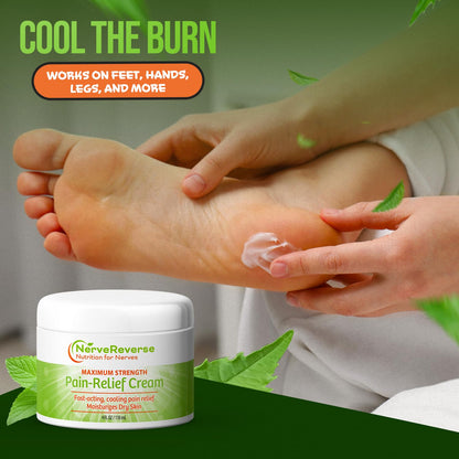 NerveReverse - Neuropathy Pain Relief Cream for feet, Hands, Legs Toes. Large 4 OZ. JAR. Fast-Acting, Maximum Strength Cream with 4% Menthol, MSM, L-Carnitine, L-Arginine, Vitamin E, Vitamin B6 - dailyvitalstore