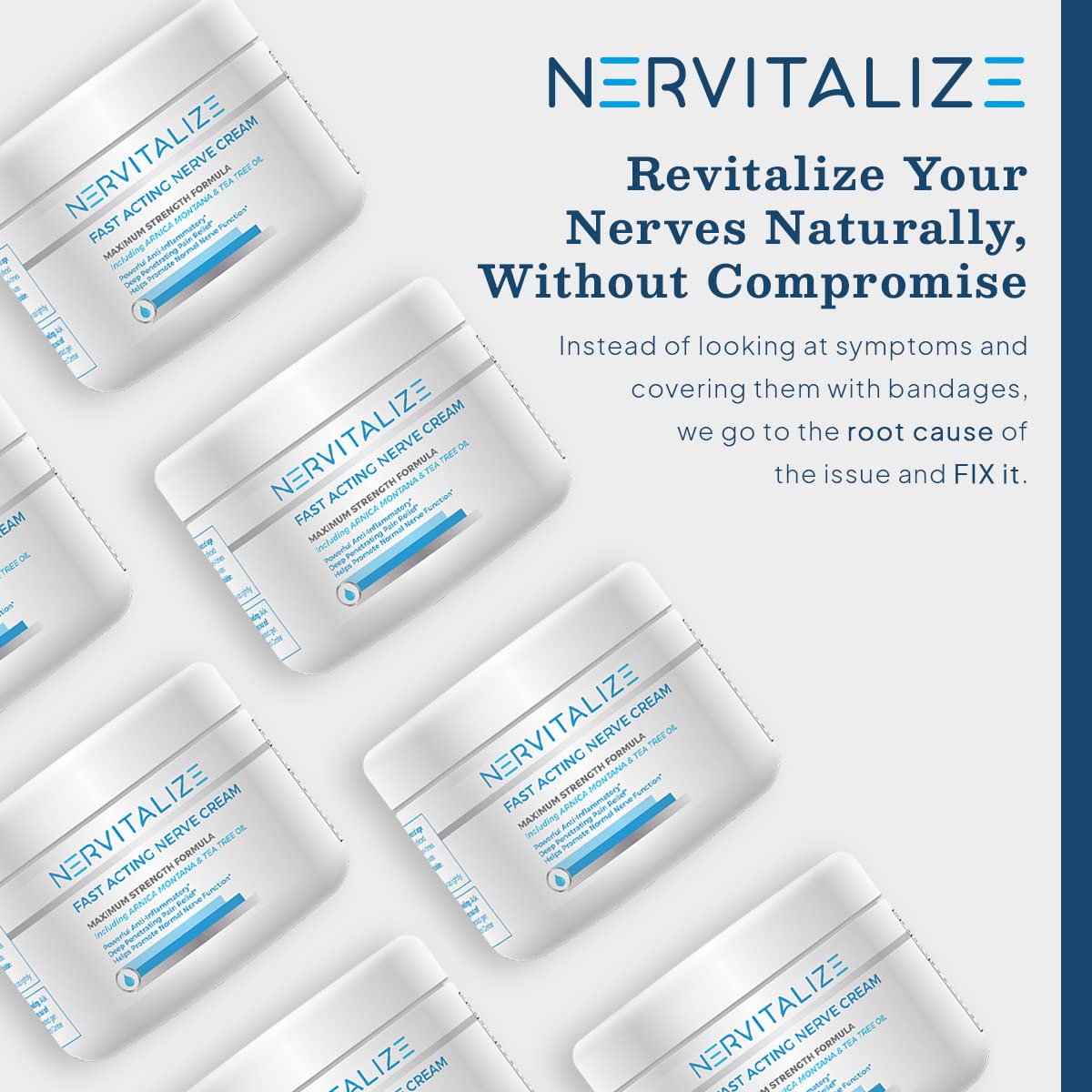 Nervitalize Fast Acting Nerve Pain Relief Cream Maximum Strength Formula - 3 fl oz - Helps Provide Neuro Pain Relief and Deep Nerve Nourishment to Support Normal Nerve Function - Made in The USA - dailyvitalstore