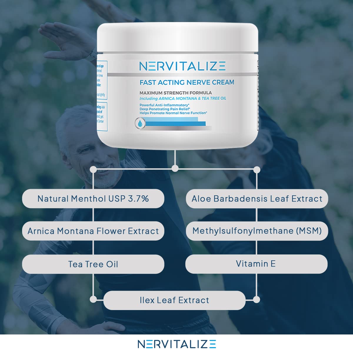 Nervitalize Fast Acting Nerve Pain Relief Cream Maximum Strength Formula - 3 fl oz - Helps Provide Neuro Pain Relief and Deep Nerve Nourishment to Support Normal Nerve Function - Made in The USA - dailyvitalstore