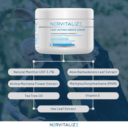 Nervitalize Fast Acting Nerve Pain Relief Cream Maximum Strength Formula - 3 fl oz - Helps Provide Neuro Pain Relief and Deep Nerve Nourishment to Support Normal Nerve Function - Made in The USA - dailyvitalstore