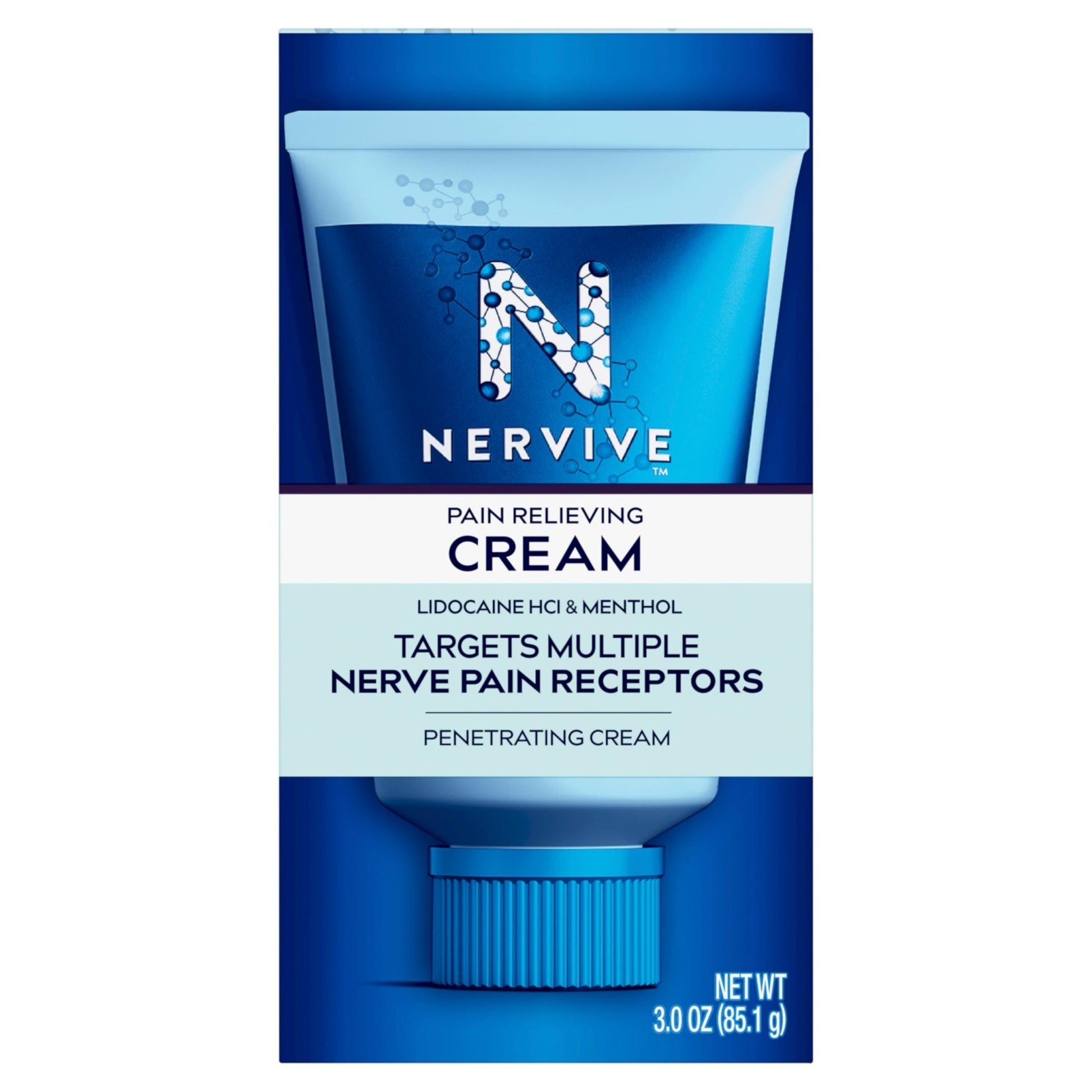 Nervive Pain Relieving Cream, Max Strength Non-Greasy Topical Pain Reliever with Lidocaine and Menthol for Toes, Feet, Fingers, Hands, Legs & Arms, 3.0oz - dailyvitalstore