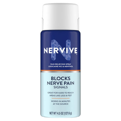 Nervive Pain Relieving Spray, Lidocaine Spray, Nervive Pain Relief, Lidocaine Topical, Foot Pain, Leg Pain, Hand Pain, Max Strength Formula, for Hard to Reach Areas, 4.5oz - dailyvitalstore