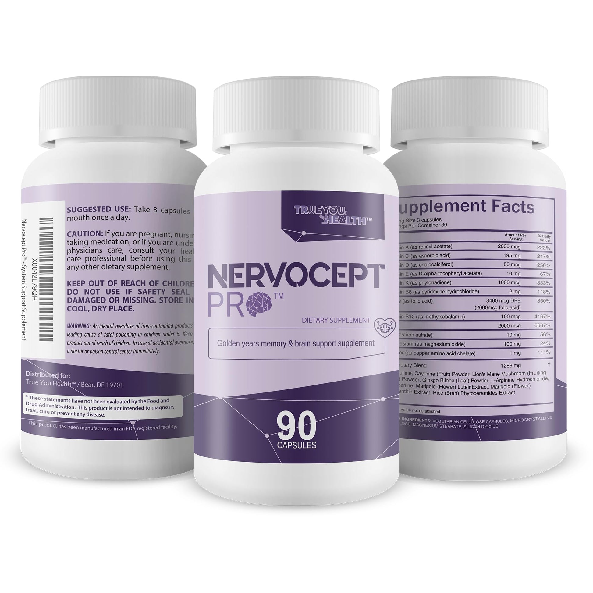 Nervocept Pro - Our Best Nerve Support Capsules - Lions Mane, Magnesium, Vitamin B For Nerve Repair - Vitamin D for Nerves - Lions Mane Memory & Nerve Support - Vitamin B12 Nerve Support - dailyvitalstore