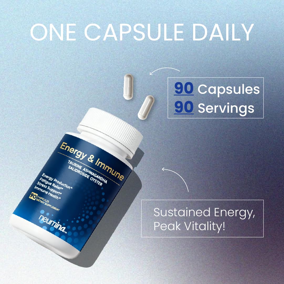 NEUMINA Men's Energy & Immune Complex, Energy Production, Fatigue Relief, Stress Support, Immune Health, Non-GMO, Made in USA, 90 Servings - dailyvitalstore