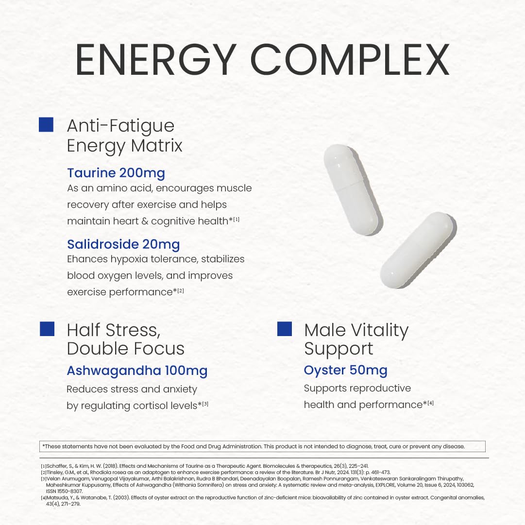 NEUMINA Men's Energy & Immune Complex, Energy Production, Fatigue Relief, Stress Support, Immune Health, Non-GMO, Made in USA, 90 Servings - dailyvitalstore