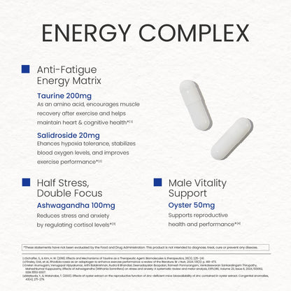NEUMINA Men's Energy & Immune Complex, Energy Production, Fatigue Relief, Stress Support, Immune Health, Non-GMO, Made in USA, 90 Servings - dailyvitalstore
