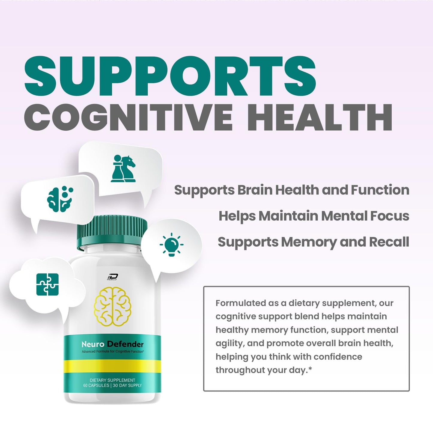 Neuro Defender Supplement Capsules – NeuroDefender Natural Blend Formula Focus Memory Support and Reviews (1 Pack – 60 Capsules) - dailyvitalstore