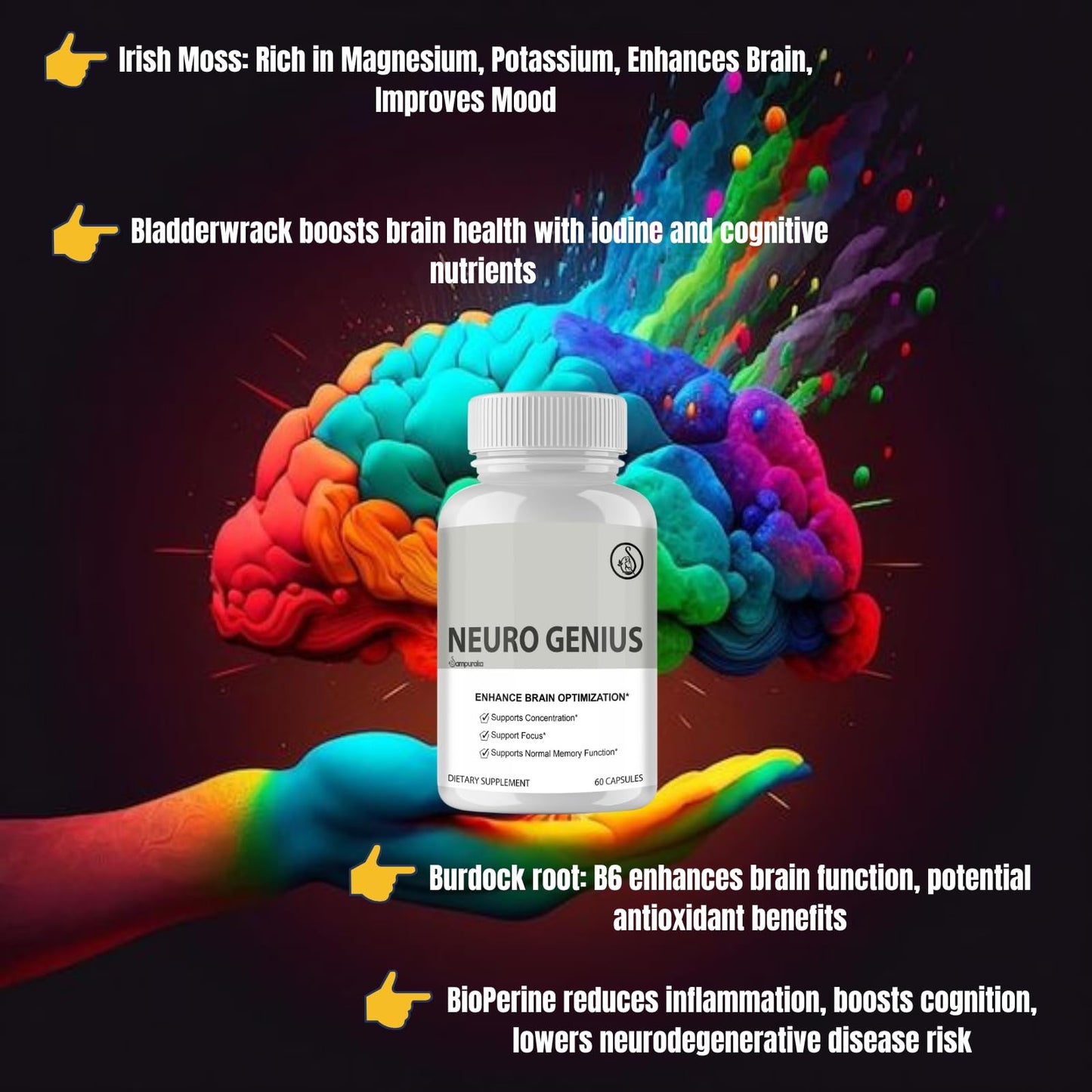 Neuro Genius Advanced Cognitive Support Supplement to uplock Brain Potential - dailyvitalstore
