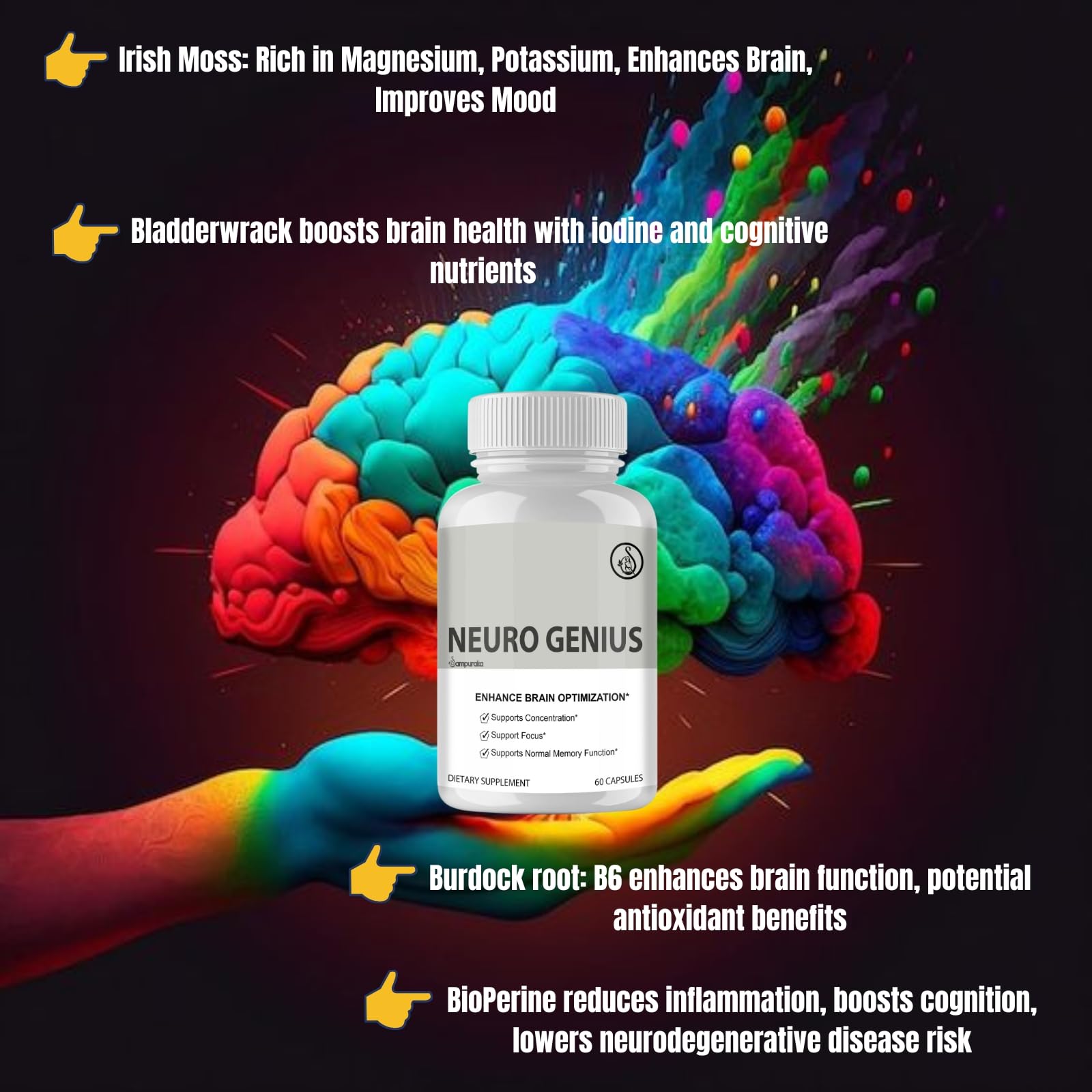 Neuro Genius Advanced Cognitive Support Supplement to uplock Brain Potential - dailyvitalstore