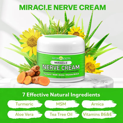 Neuro Health Miracle Nerve Cream - XL 4oz JAR - Maximum Strength - Turmeric and Arnica Blend for Neuropathy Discomfort Relief - Soothing Foot & Hand Formula with MSM, B6, E - Made in USA - dailyvitalstore