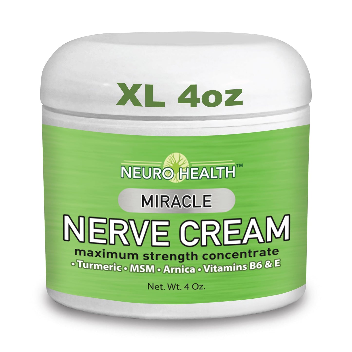Neuro Health Miracle Nerve Cream - XL 4oz JAR - Maximum Strength - Turmeric and Arnica Blend for Neuropathy Discomfort Relief - Soothing Foot & Hand Formula with MSM, B6, E - Made in USA - dailyvitalstore