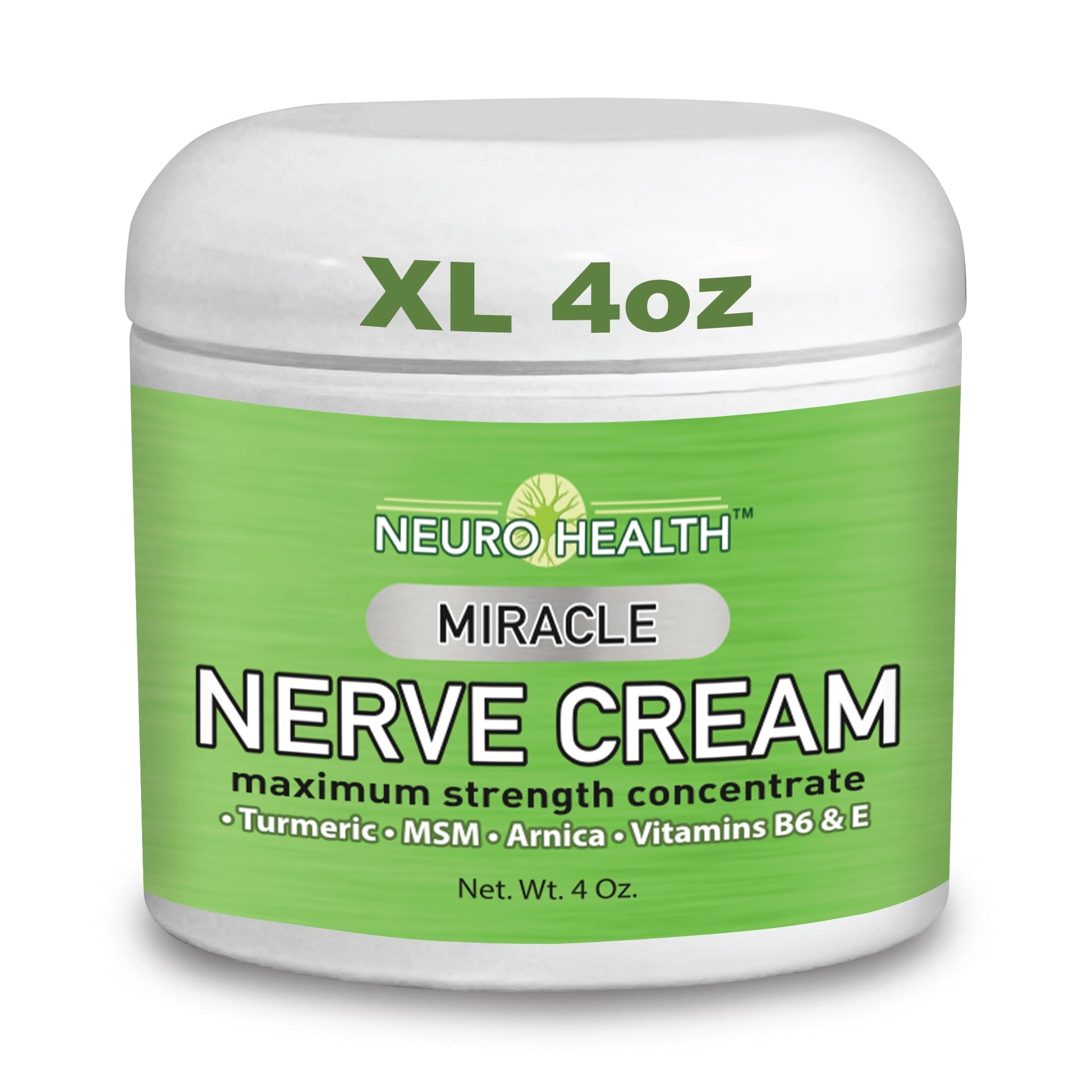 Neuro Health Miracle Nerve Cream - XL 4oz JAR - Maximum Strength - Turmeric and Arnica Blend for Neuropathy Discomfort Relief - Soothing Foot & Hand Formula with MSM, B6, E - Made in USA - dailyvitalstore