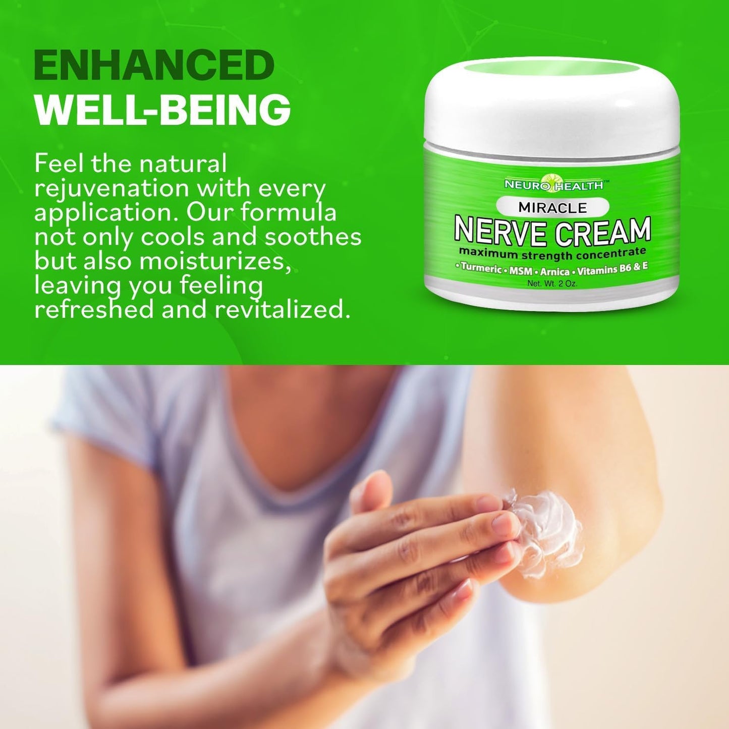 Neuro Health Miracle Nerve Cream - XL 4oz JAR - Maximum Strength - Turmeric and Arnica Blend for Neuropathy Discomfort Relief - Soothing Foot & Hand Formula with MSM, B6, E - Made in USA - dailyvitalstore