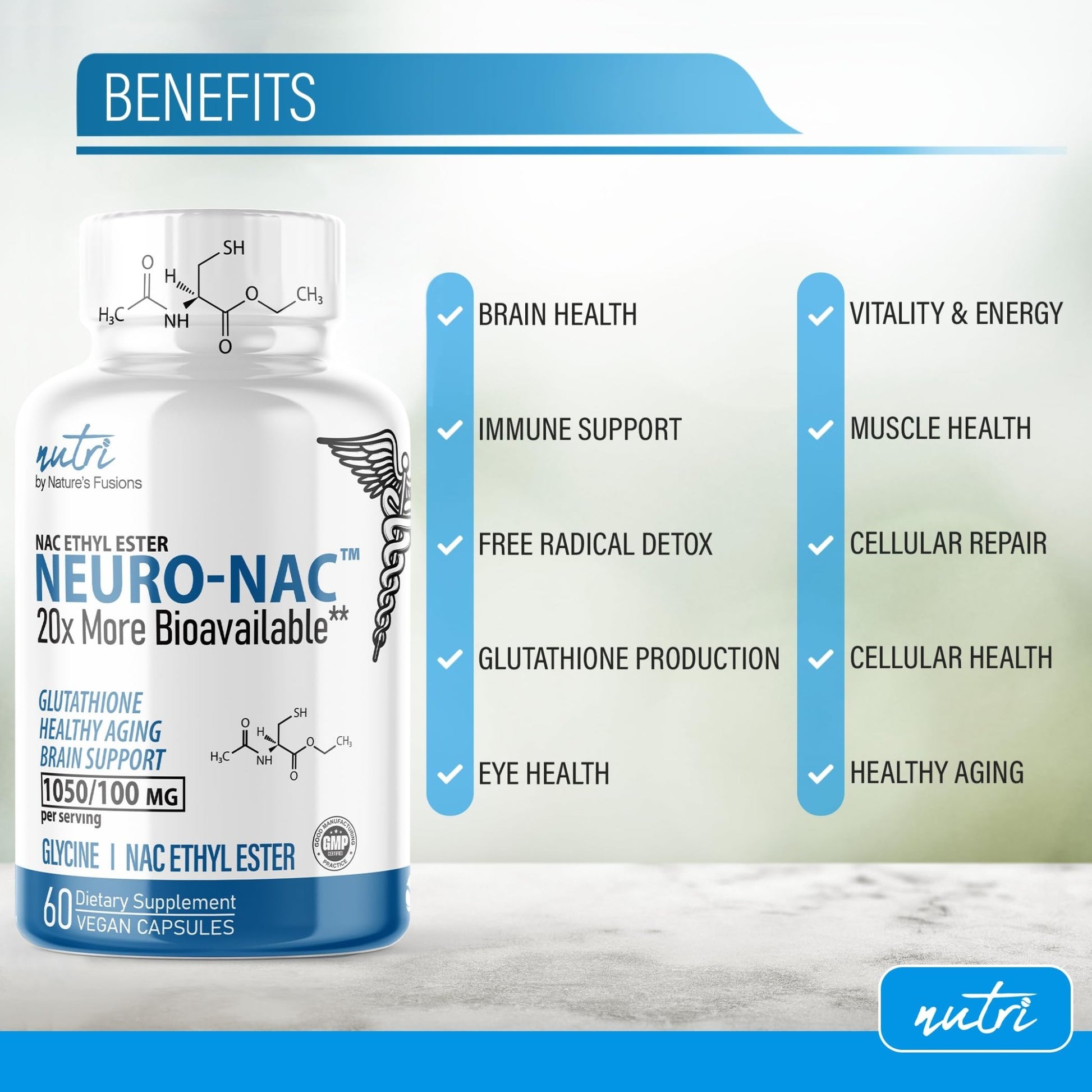 Neuro NAC Supplement N-Acetyl Cysteine Ethyl Ester - 20x More Bioavailable Than NAC 600 mg - Boost Glutathione 10x More Than Liposomal Glutathione - dailyvitalstore