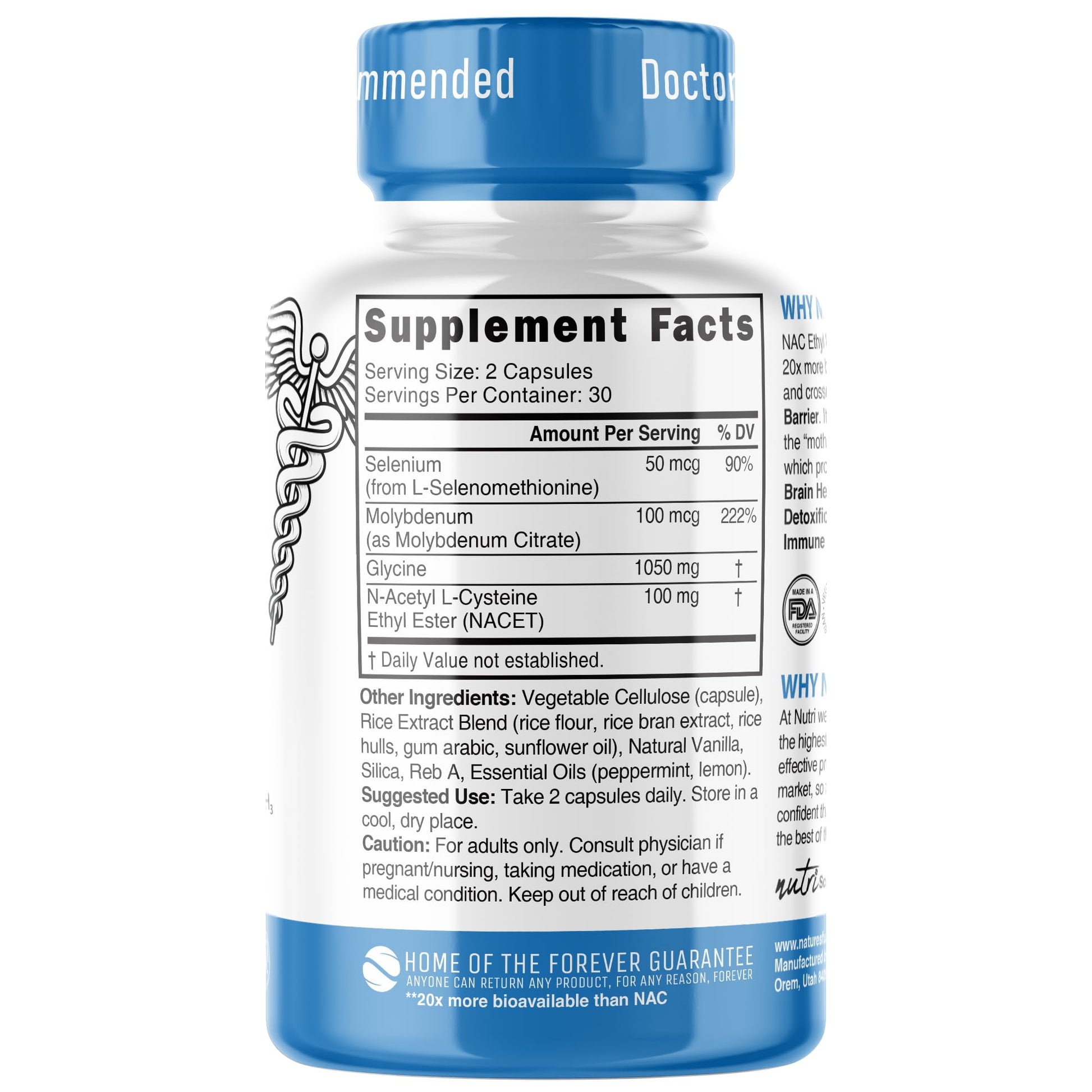 Neuro NAC Supplement N-Acetyl Cysteine Ethyl Ester - 20x More Bioavailable Than NAC 600 mg - Boost Glutathione 10x More Than Liposomal Glutathione - dailyvitalstore