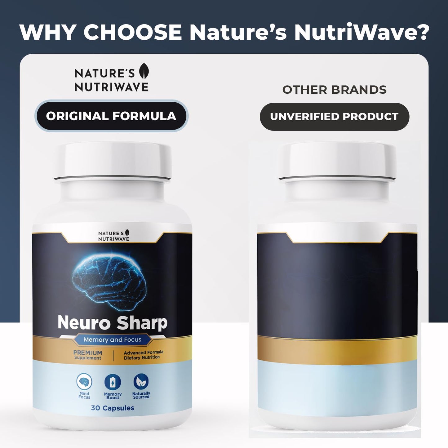Neuro Sharp – Natural Formula with Bacopa Monnieri, Ginkgo Biloba & Huperzine-A – Made in the USA, Non-GMO, 30 Capsules, 3 Month Supply - dailyvitalstore